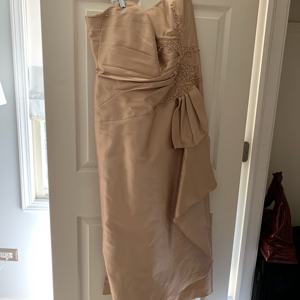 Gold Silk gown and lace bolero jacket